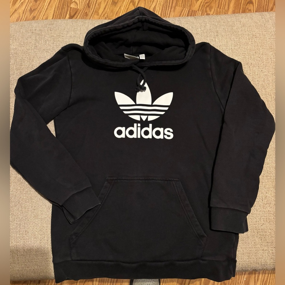 Adidas Black Hoodie with the Thick Decal Logo